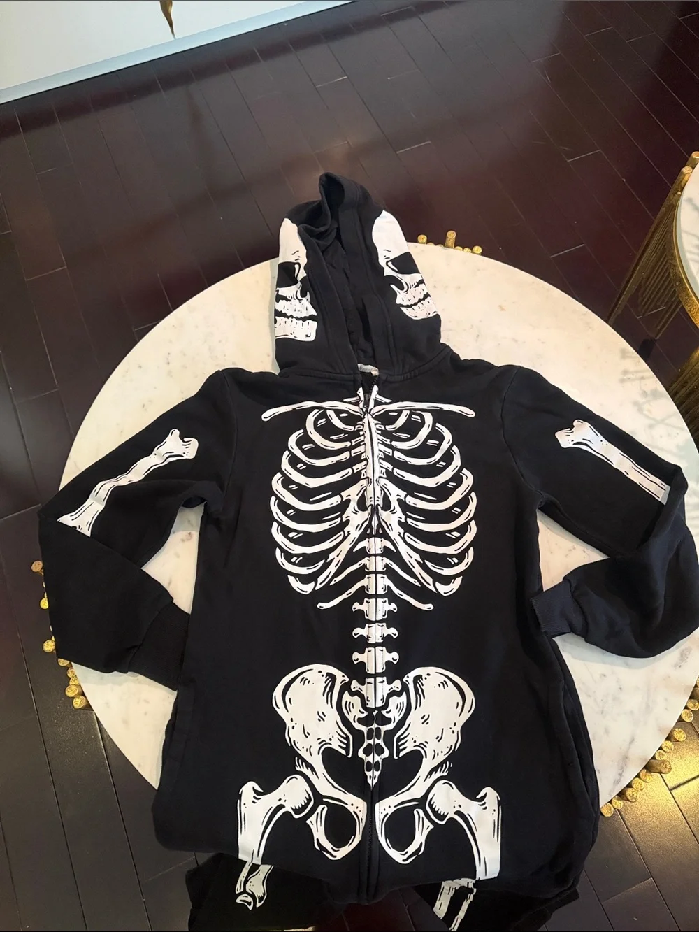 H&M Black and White Skeleton Hoodie & Joggers Costume Set